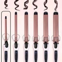 1PC 9mm 13mm 22mm Professional Gold Electric Hair Curler Curling Iron Waver Pear Flower Cone Wand Styling Tool 2# 240515