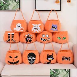 Gift Wrap Ups Moq 20Pcs Halloween Basket Pumpkin Bag Props Children Handle Candy Bags Ghost Festival Portable Bucket Decoration Drop D Dhrnx