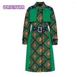 Ethnic Clothing Autumn Women African Coats Cotton Print Long Trench Dress Fashion Jacket Clothes For WY9675