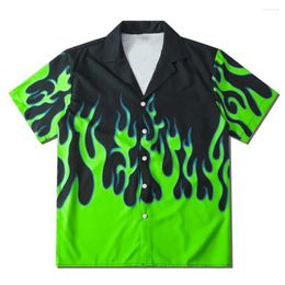Men's Casual Shirts 3D Various Colors Flame Fashion Trend Regular Lapel Front Buckle Hawaiian Style Large Size S-5XL