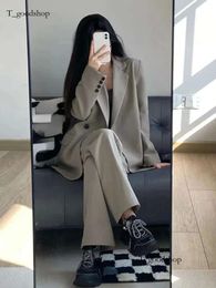 秋のブレザースーツパンツソリッドウーマン2ピースセット長袖ジャケットコート女性韓国ファッションカジュアルオフィスレディシックf55