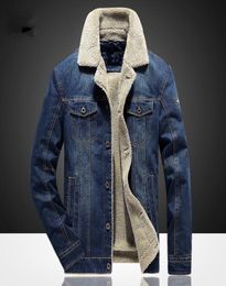 2020 Winter Men Denim Fleece Jacket Fashion Casual Jeans Jacket Warm Thick Cowboy Coat Male Fur Collar Bomber Coats Outwear 6XL4167590