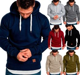 Autumn Winter Men M5XL Plussize Hoodies Sweatshirts Male Casual Sport Hooded Slimcut Solid Color Long Sleeve Pocket Pullover To8300189