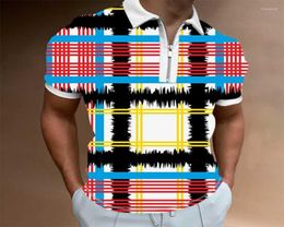 Men039s Polos Men39s Summer Golf Shirts Personalised Plaid Print Lapel Half Zip Short Sleeve TShirts Sportswear Casual Plus5745206