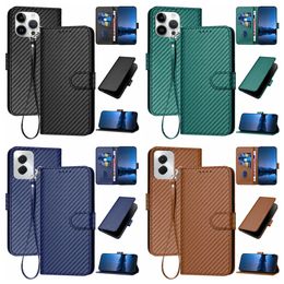 Carbon Fibre PU Leather Wallet Cases For Samsung S24 Ultra S23 Plus S22 A55 A35 A15 A05 A05S A54 A34 A24 A14 A13 Vertical Credit ID Card Slot Cover Hip Clip Business Pouch
