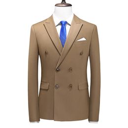 Brand Fashion Men Double Breasted Tuxedo business suit/Male slim fit Korean Casual Clothing/Mens casual jacket Blazers 240520