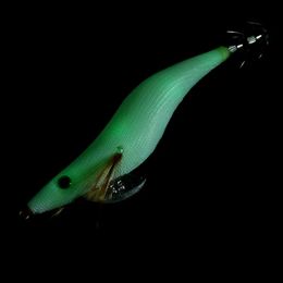 Luminous Squid Jigs 1 Piece 13cm 20g White Glow Wood Shrimp with Octopus Jig Hooks Cuttlefish Fishing Lure 240515