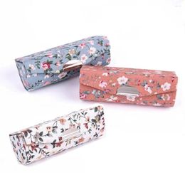Makeup Brushes Women Lipstick Case Retro Embroidered Flower Designs With Mirror Packaging Lip Gloss Box Jewellery Storage Tool