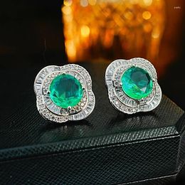 Stud Earrings Jinggong Hao Set Colourful Treasure 925 Silver Flower With High Carbon Diamond Temperament Retro Wedding Jewellery