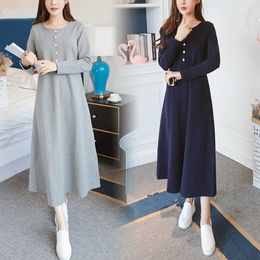 Maternity Dresses Maternity care dress with solid Colour button up long sleeved maternity dress and nursing function for pregnant women d240520