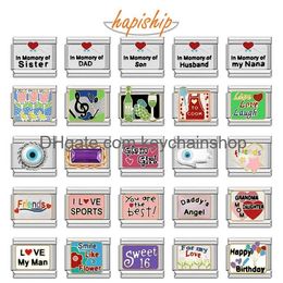 Charms Hapiship 2023 New Fashion Friend Daddys Angel Charm Italian Links Fit 9Mm Bracelet Stainless Steel Jewelry Diy Making Dj608 Dro Otpdo