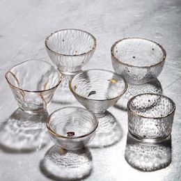 Wine Glasses Japanese Style Hammered Glassr Tea Cup Teaware Transparent Teacup Coffee Sets Whiskey Mugs