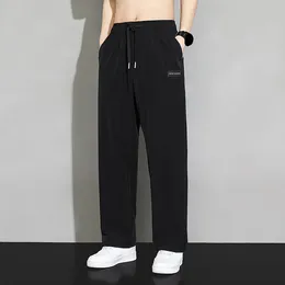 Men's Pants Ice Silk Straight-Leg Loose-Fit Casual Draped Trousers For Spring Summer Quick-Dry Sporty Long Pantswide-Leg