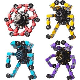 4sts Transformationable Fidget Spinners Stress Relief Sensory Toys Fingertip Gyros Spinner Party Favors for ADHD Autism Kids Adults 240514