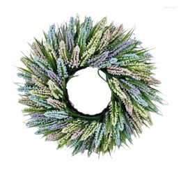 Decorative Flowers Artificial Flower Door Wreath Realistic Lavender Round Holiday Display