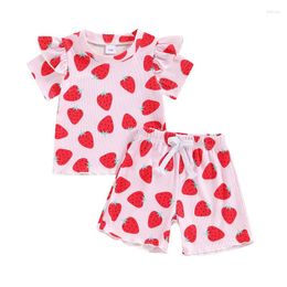 Clothing Sets Summer Toddler Girls Outfits Flying Sleeve Fruit Print T-shirt Shorts Clothes