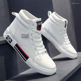 Casual Shoes Fashion Leather Men Canvas Autumn High-Top For Non-Slip Male Sneakers Flat Tenis Zapatillas Hombre