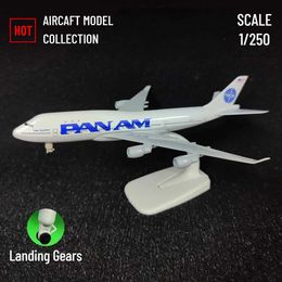 Aircraft Modle 1 250 Metal Aircraft Model Replica Pan AM B747 Aircraft Scale Miniature Art Decoration Diesel Aviation Collector Toy S24520