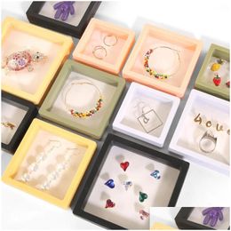 Jewellery Boxes Pe Film Storage Box Transparent 3D Floating Frame Display Case Ring Earrings Bracelet Necklace Packaging Drop Delivery P Dhw72