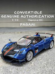 Diecast Model Cars Large 1/18 Pagani Huayra BC Supercar Alloy Diecast Model Car Sound Light Simulation Collection Birthday Gift Toys For Kids Y2405203SCR