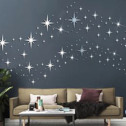 2042pcs Star Mirror Wall Sticker DIY Acrylic Decal Waterproof Selfadhesive Wallpaper Bedroom Children Room Home Decoration 240514