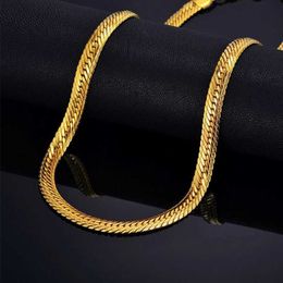 Gold Hiphop Chain For Men Hip Hop Chain Necklace 8MM 14k Yellow Gold Curb Long Chain Necklaces Mens Jewellery Colar Collier