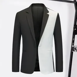 Men's Suits Men Suit Coat Lapel Notch Collar Single Button Long Sleeves Contrast Colour Slim Fit Straight Anti-wrinkle Formal Business Jacket