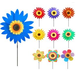 Garden Decorations Flower Standing Pinwheel Colourful Sunflower Wind Turbine Stakes Outdoor Party Yard Decor
