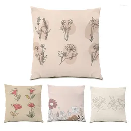Pillow Ultra Velvet Pillowcases Ornamental Simple Print Flower Bedroom Vintage Polyester Linen Home Decor Cover 2024 E0762