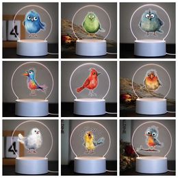 Lamps Shades Funny little birds 3D Night Light Bedside Lamp For Children Bedroom Decor Birthday Gift Colour Changeable Table Lamp Y240520OJ55