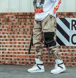 FashionHip Hip Streetwear Men s Camouflage Joggers Pants 2021 Ribbons Cotton Cargo Pant Trousers Elastic Waist Harem Men5153782