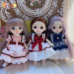 1/8 BJD Mini Dolls with Clothes Kawaii Doll 16cm Dolls for Girls Childrens Toys Birthday Xmas Gifts Princess Dress Up Toy 240520