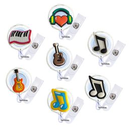 Other Labelling Tagging Supplies Music Cartoon Badge Reel Retractable Nurse Id Card Reels With Alligator Clip For Student Funny Holder Othsu
