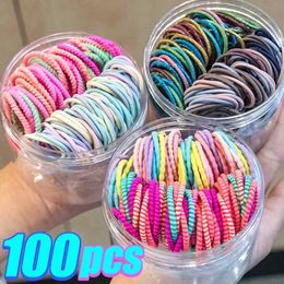 Hair Accessories 50/200 pieces of nylon elastic rubber bands cute girl headbands hair accessories childrens candy colored ponytail braid rack d240521
