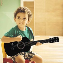 Guitar 23 inch folk acoustic guitar four stringed instrument childrens wooden guitar and music awakening black WX