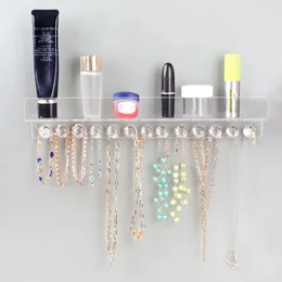 Jewellery Pouches 13 Hooks Wall Mounted Home Acrylic Storage Box With Display Stand Rack Organizador