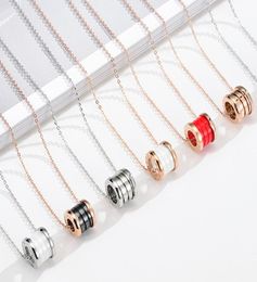 Designer Jewellery pendant necklace for men women modern stylish spiral black white ceramic spring stainless steel jewellery gold ch6222278