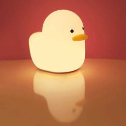 Lamps Shades Cute Night Light Silicone Soft Touch Sensor Animal Duck LED Lamp For Baby Children Kid Bedroom Decorative Dropship Y240520JT6S
