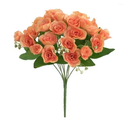 Decorative Flowers Artificial For Flower Bouquets Home Wedding Office Decor Faux Silk Rose Plant Simulation Bedroom