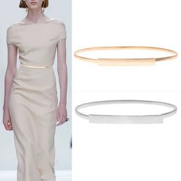 Other Fashion Accessories Womens elastic gold chain belt silver metal belt foil elasticity gold belt dress leather Riem Skinny J240518