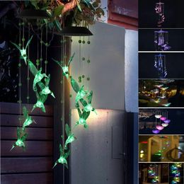 LED solar wind chip courtyard garden wind chip hummingbird butterfly waterproof outdoor Christmas decorative light 240518