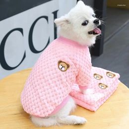 Dog Apparel Puppy Clothes Bear Embroidery Winter Warm Designer For Small Dogs Plush Cat Vest Jacket Pet Costume Chihuahua