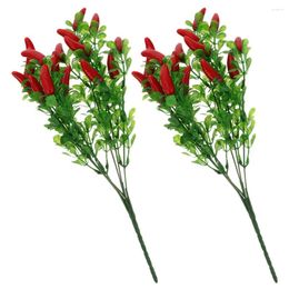 Decorative Flowers Artificial Pepper Bouquet Plastic Red Plant Fake Chilli Simulation Fruits Bunch Home Office Desk Table