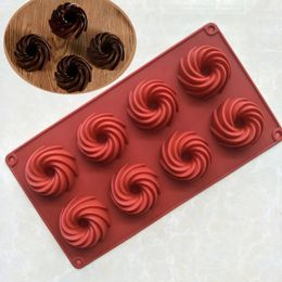 Baking Moulds 8 Cavity Mini Spiral Shape Food Grade Silicone Cake Mould Pan 3d Fluted Mould Form Bread Bakery Tools Bakeware