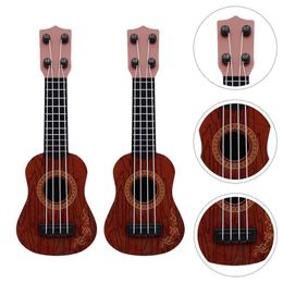 Guitar Two mini four stringed piano childrens toy models to play with boys educational plastic guitar instruments early four stringed piano WX