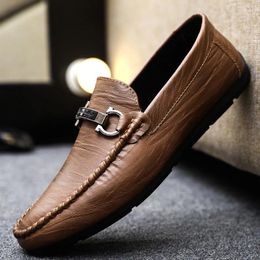 Casual Shoes Men Loafers For Luxury Business Dress Comfy Slip-on Drive Moccasins Footwear Male Brand Leather Boat