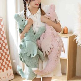 Stuffed Plush Animals Giant Soft Plush Toy Little Dragon Plush Toy White Green Dinosaur Filling Animal Soft Doll Birthday Gift d240520