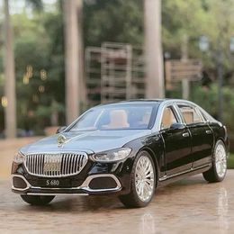 Diecast Model Cars 1 22 Mercedes-Benz Maybach S680 Alloy Model Car Toy Diecasts Casting Sound and Light Car Toys For Children Vehicle Y240520OY0K