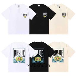 Rhude High end designer T shirts for short sleeve high street fashion summer men and women gender free cards printed T-shirt fashion With 1:1 original labels