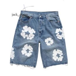 Denim jeans shorts men designer women short jean for mens luxury high qulity straight holes tight flower printing shortpants slim hip hop street black pants cl 595